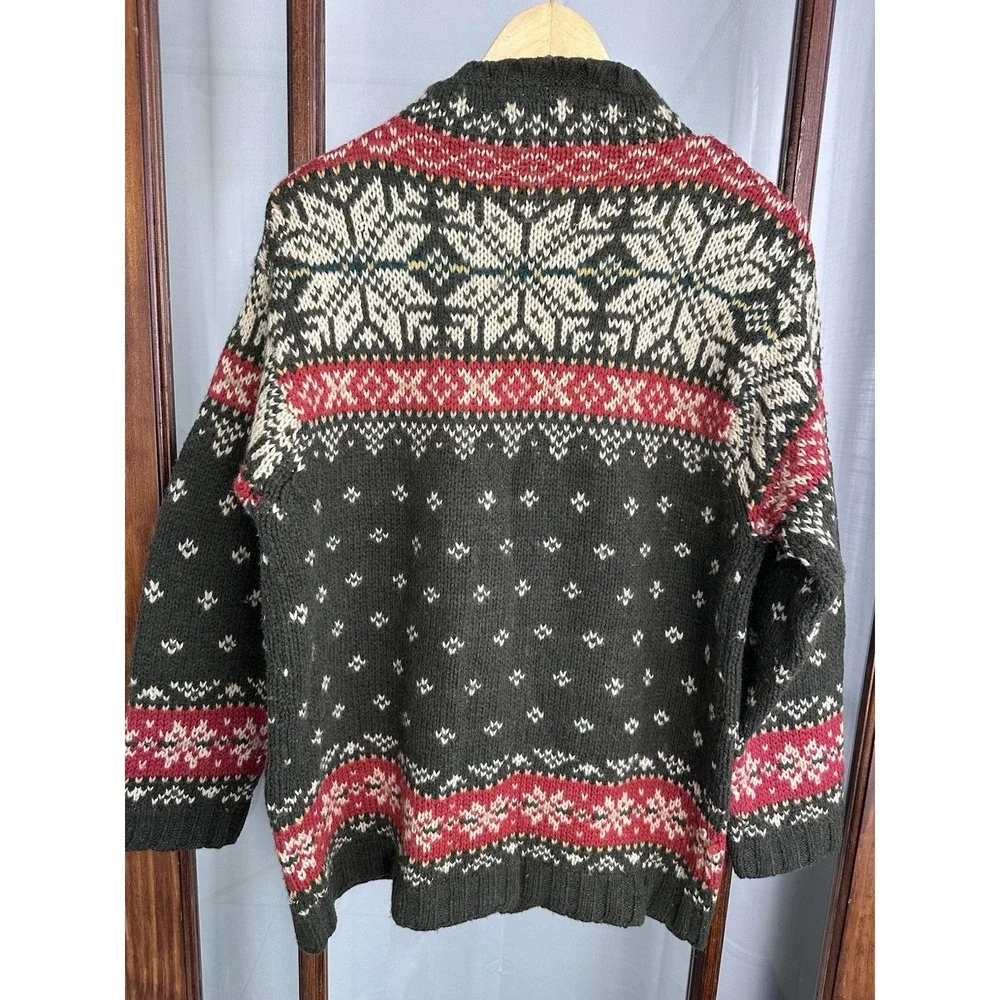 Vtg Abercrombie & Fitch Sweater Mens Nordic Y2K Small 100% Wool Isle Mock Neck